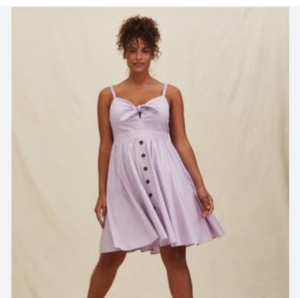 Torrid Mini Poplin Tie-Front Skater Dress